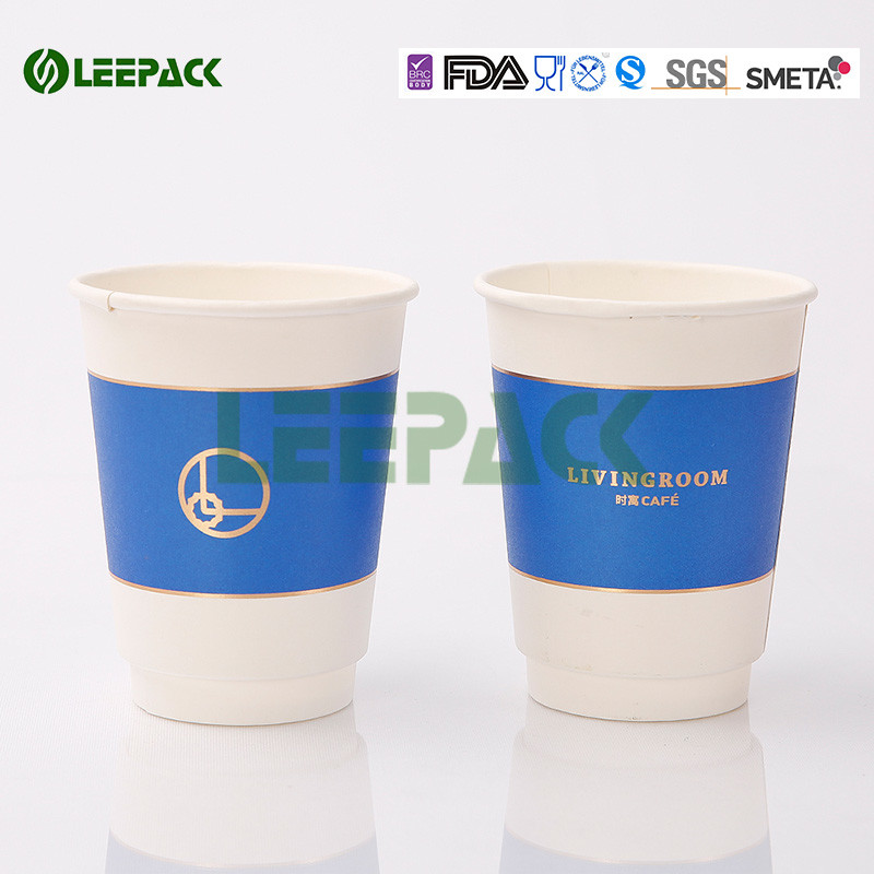 Popular taza de café desechable de 16 onzas, taza de doble papel pintado de leche caliente de 500 ml de bebida caliente con logotipo