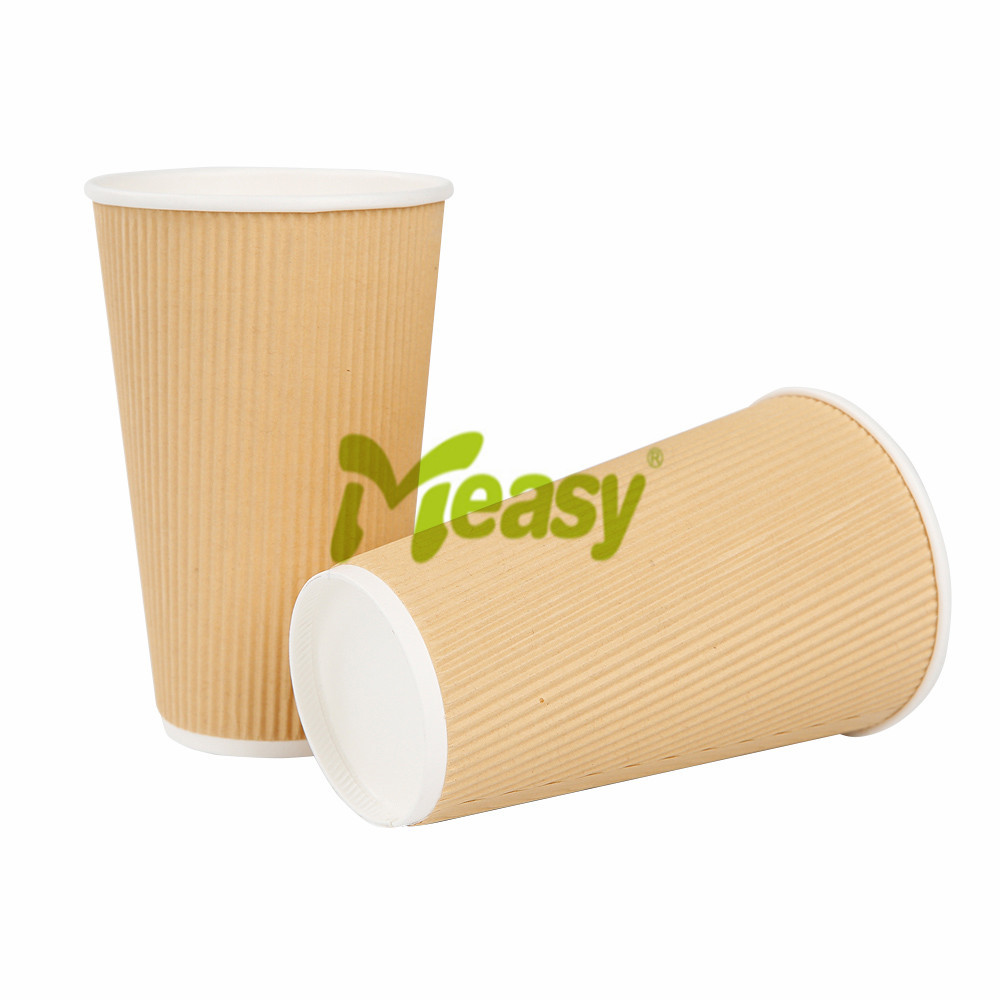 Vasos de papel corrugado de gran capacidad antideslizantes para capuchino / latte