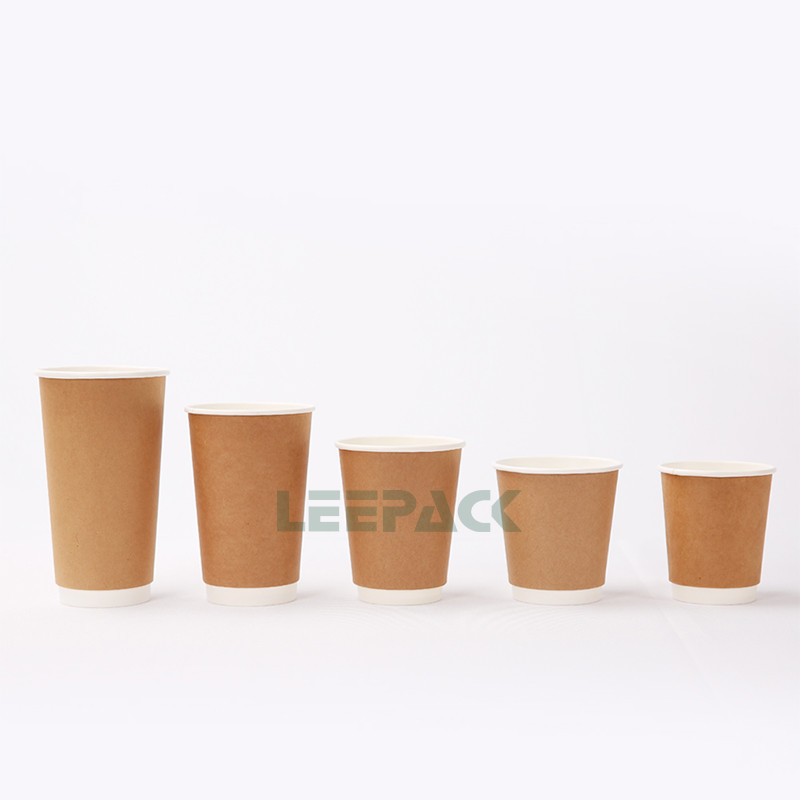 Taza de papel Kraft personalizada 8oz 10oz 12oz 16oz taza de papel de café caliente con tapa de doble pared desechable