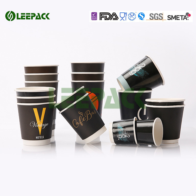 Tazas de papel desechables personalizadas, tazas de café corrugadas de una sola pared / doble pared
